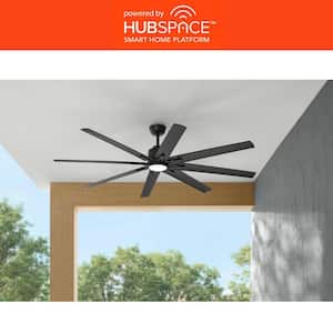 Kensgrove II 72 in. Smart Indoor/Outdoor Matte Black Ceiling Fan with Remote Included Powered by Hubspace