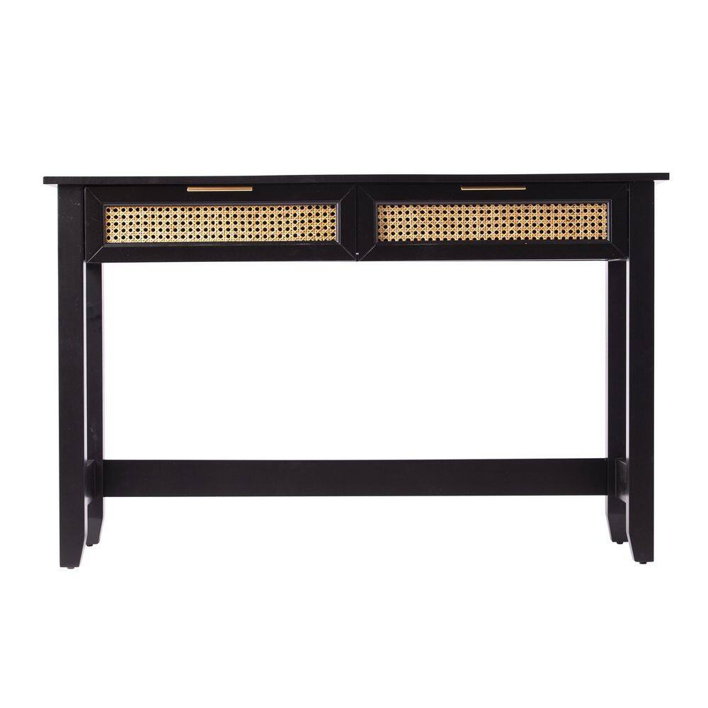 Chekshire 53" Black and Natural Wood Storage Console