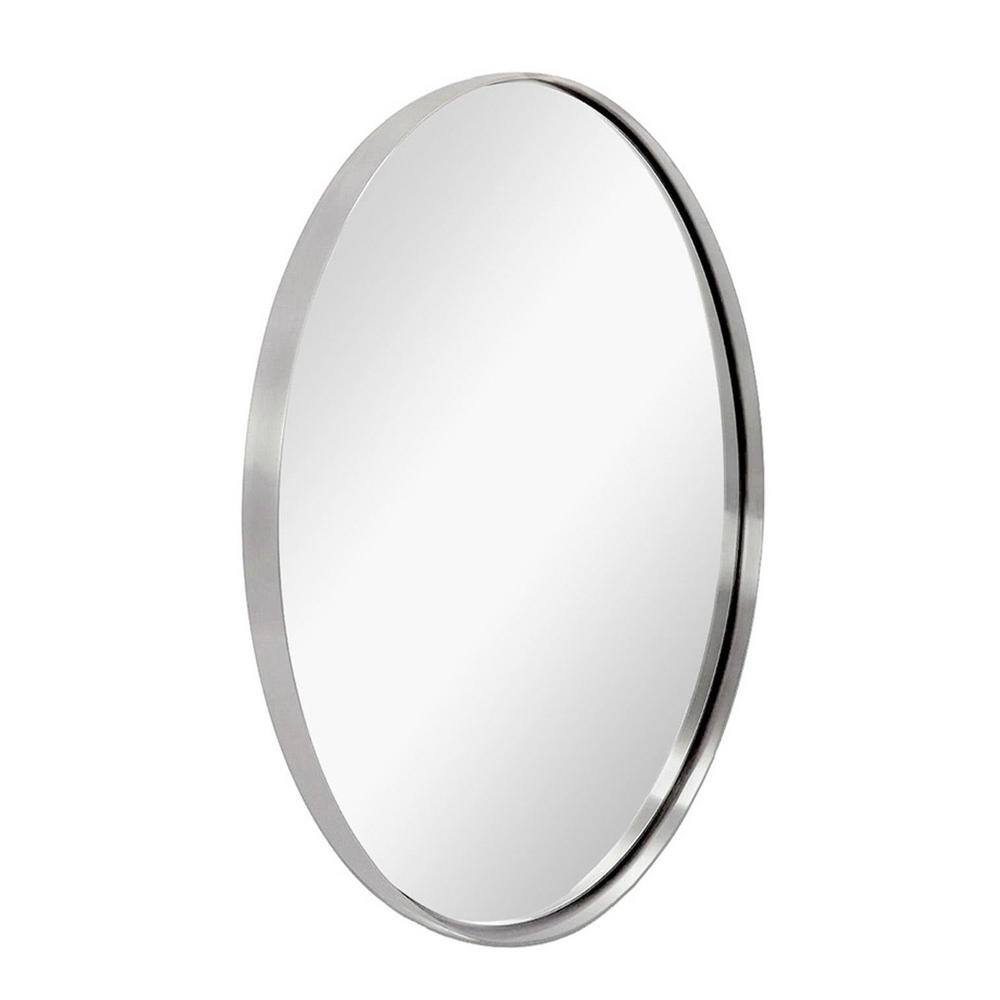 ANDY STAR 30 in. W x 1 in. H Oval Wall Hanging Silver Bathroom Mirror