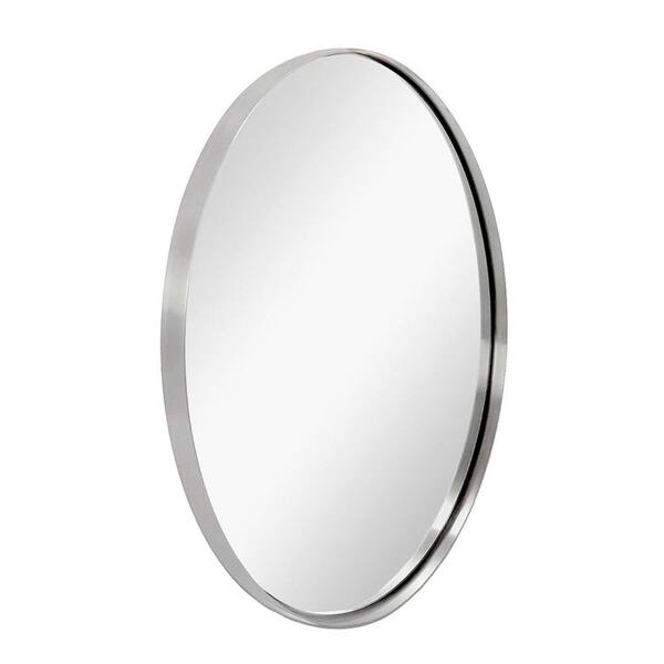 ANDY STAR 30 in. W x 1 in. H Oval Wall Hanging Silver Bathroom Mirror