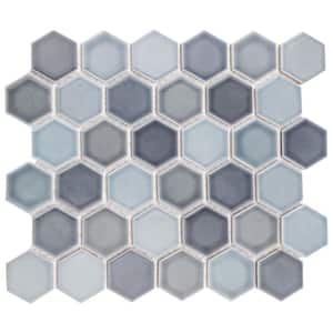 Hudson Due 2" Hex Stillwater 10-7/8 in. x 12-5/8 in. Porcelain Mosaic Tile (9.7 sq. ft./Case)