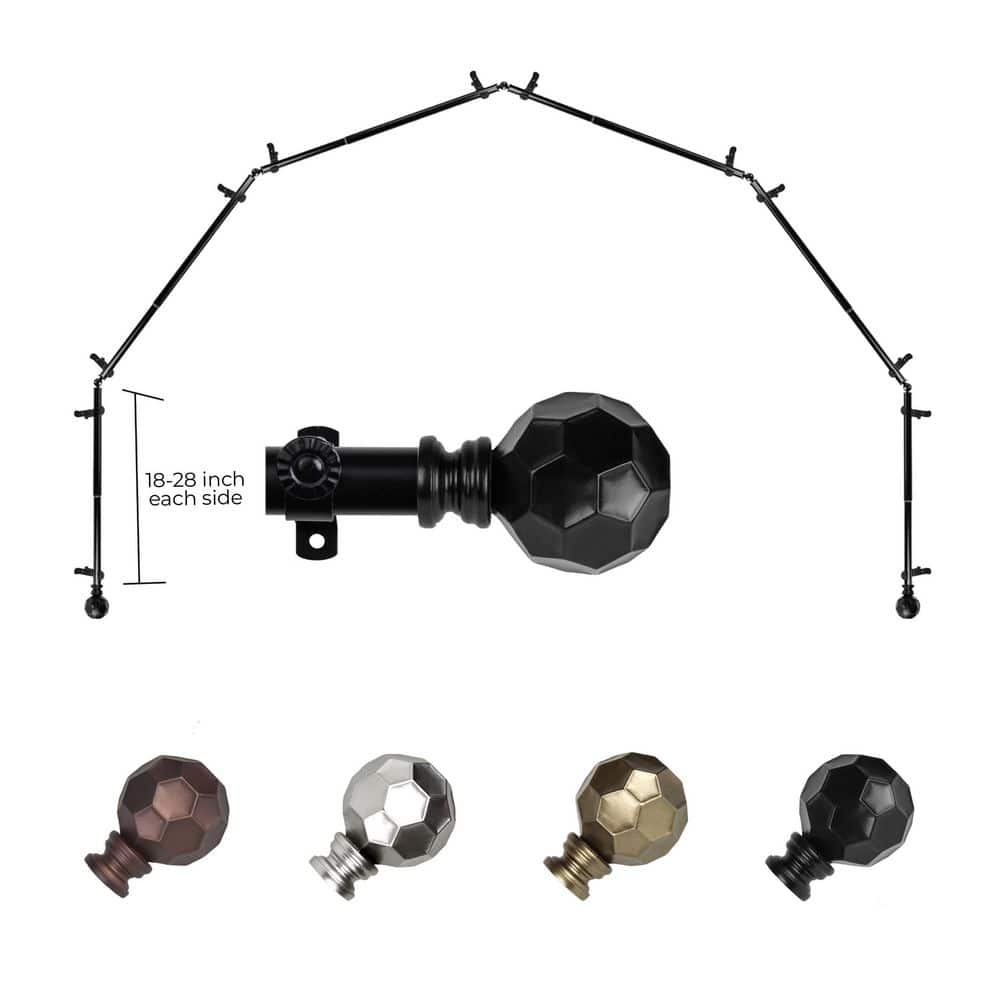 "13/16"" Christiano 6-Sided Bay Window Curtain Rod (18-28 inch each side)-Black" price history on PriceWatchPro
