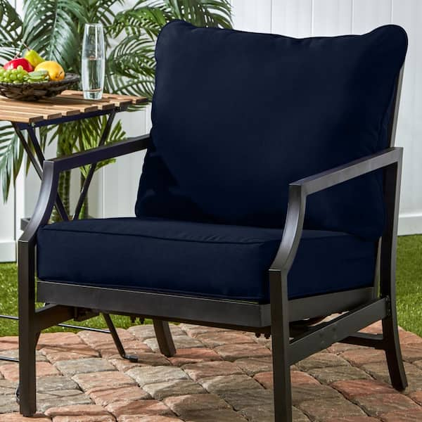 Solid 25 in. x 47 in. D 2 Piece Seating Outdoor Lounge Chair Cushion Set in Navy