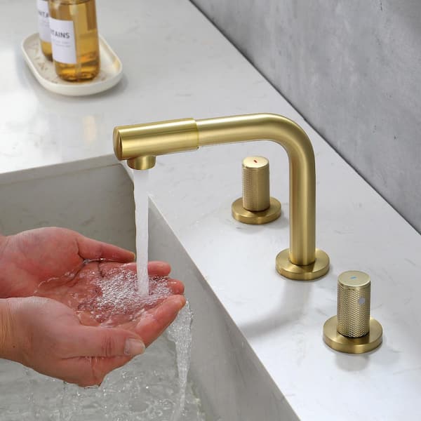 8 in. Widespread Double Handle Bathroom Sink Faucet in Brushed Gold
