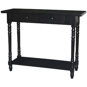 Savannah 38 in. Black Standard Rectangle Wood Console Table with Drawers