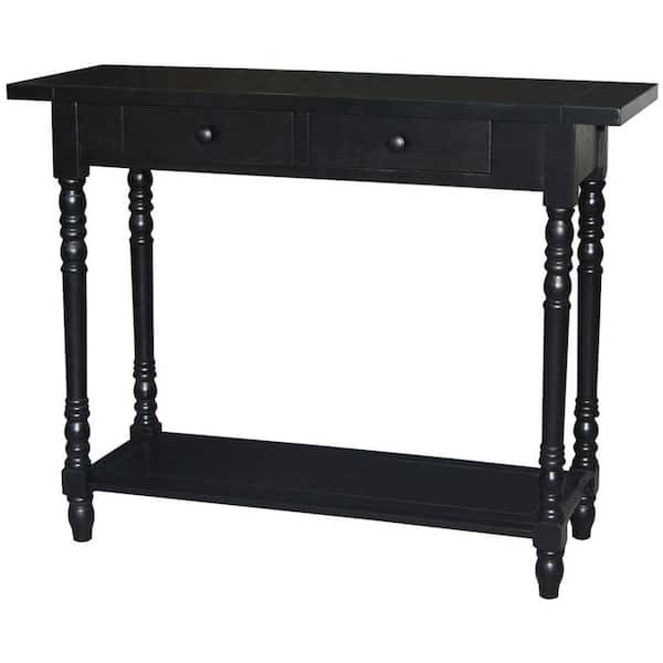 4D Concepts Savannah 38 in. Black Standard Rectangle Wood Console Table with Drawers