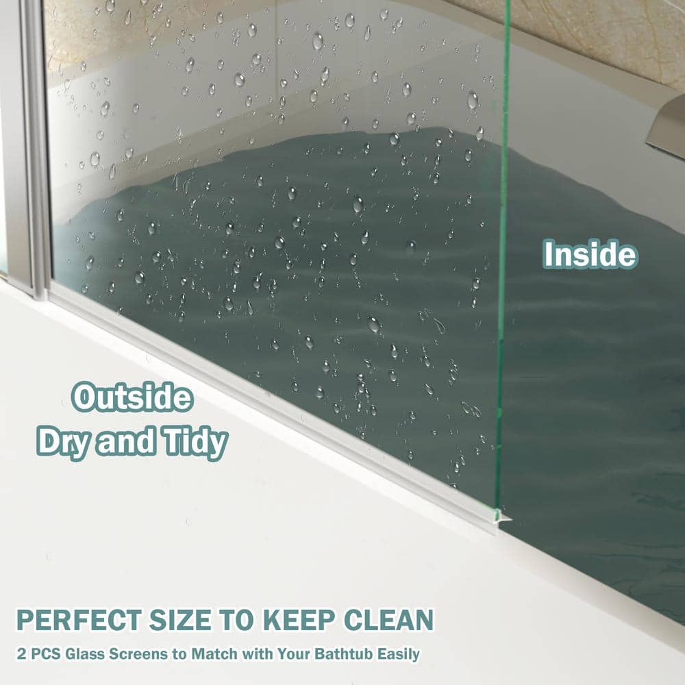 Matte Black Frameless Tub Door with Clear Tempered Glass