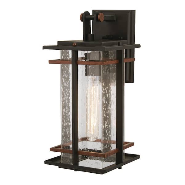 San Marcos 1-Light Sand Coal and Antique Copper Outdoor 14.75 in. Wall Lantern