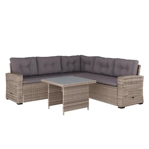 Gray 2-Piece Plastic Rectangle Outdoor Dining Set