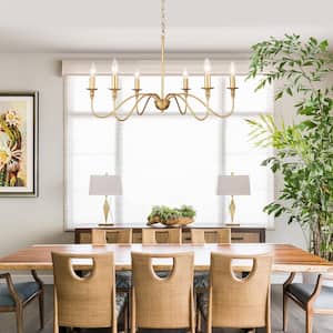 6-Light Spray-painted Gold Modern Elegant Candle Chandelier for Bedroom Living Room Kitchen Island Entry