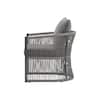 Unbranded Gray Aluminum Modern Curved Outdoor Lounge Chair Patio Dining Chair with Stylish Rope-Weave Design and Gray Cushions zx-686