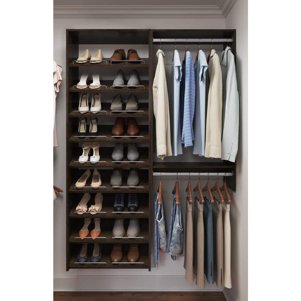 Truffle Double Hanging Rod Closet Organizer with Shelves