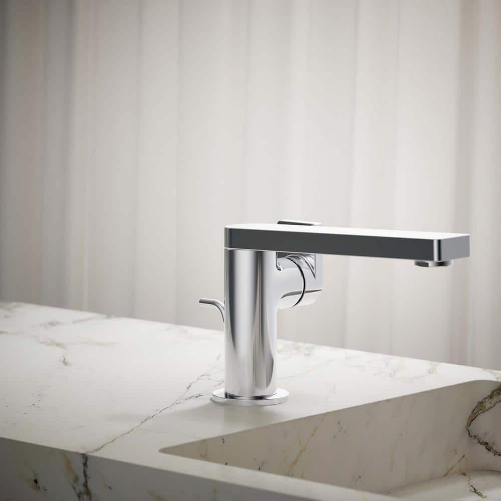 Composed Minimalist Polished Chrome Single-Handle Bathroom Faucet