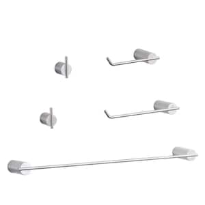 5-Piece Bath Hardware Set with Towel Bar Toilet Paper Holder and Towel Hook in Stainless Steel Brushed Nickel