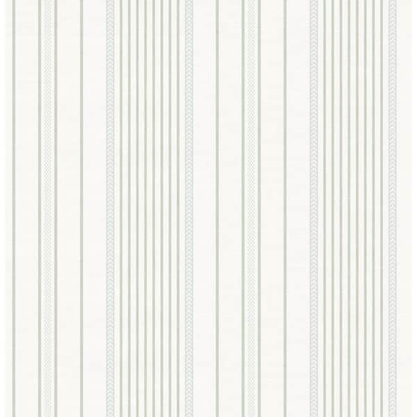 Navarres Stripe Light Green Faux Linen Wallpaper Sample