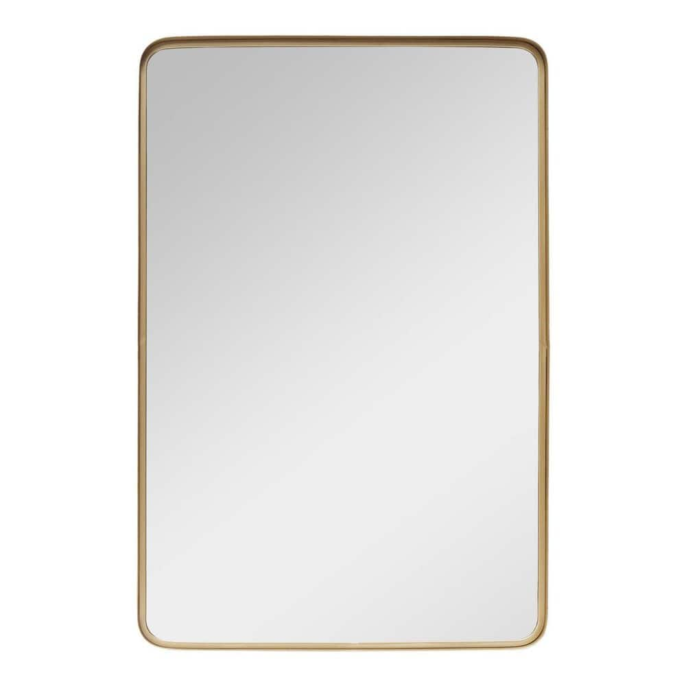 PARISLOFT 24 in. W x 36 in. H Rectangular Metal Framed Modern Gold Wall ...