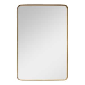 24 in. W x 36 in. H Rectangular Metal Framed Modern Gold Wall Mirror