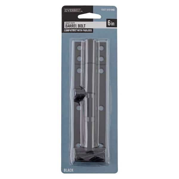 6 in. Black Heavy-Duty Barrel Bolt