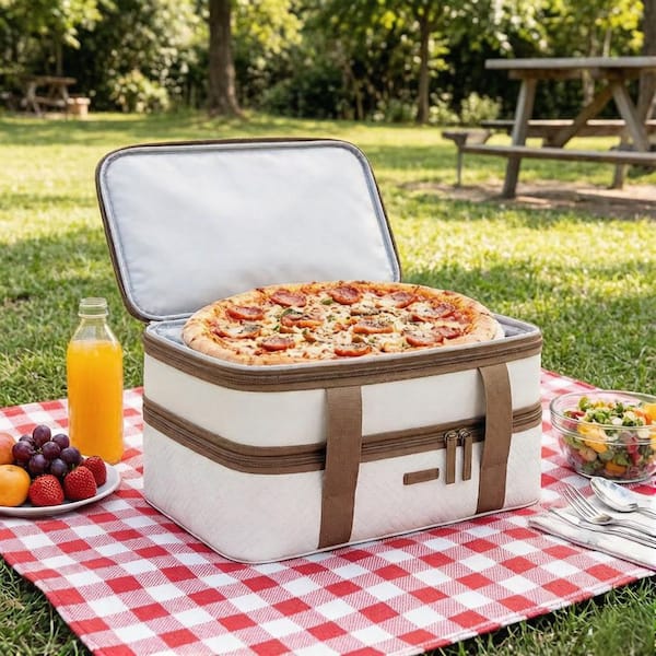 Double Decker Insulated Casserole Carrier, Expandable Thermal Food Carrier, Potluck Parties, Fits 9 x 13 in. Baking Dish