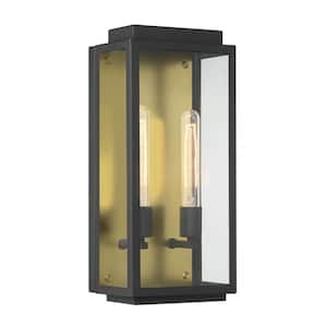 Twilight 2 Light Black Outdoor Line Voltage Wall Sconce with No Bulb Included