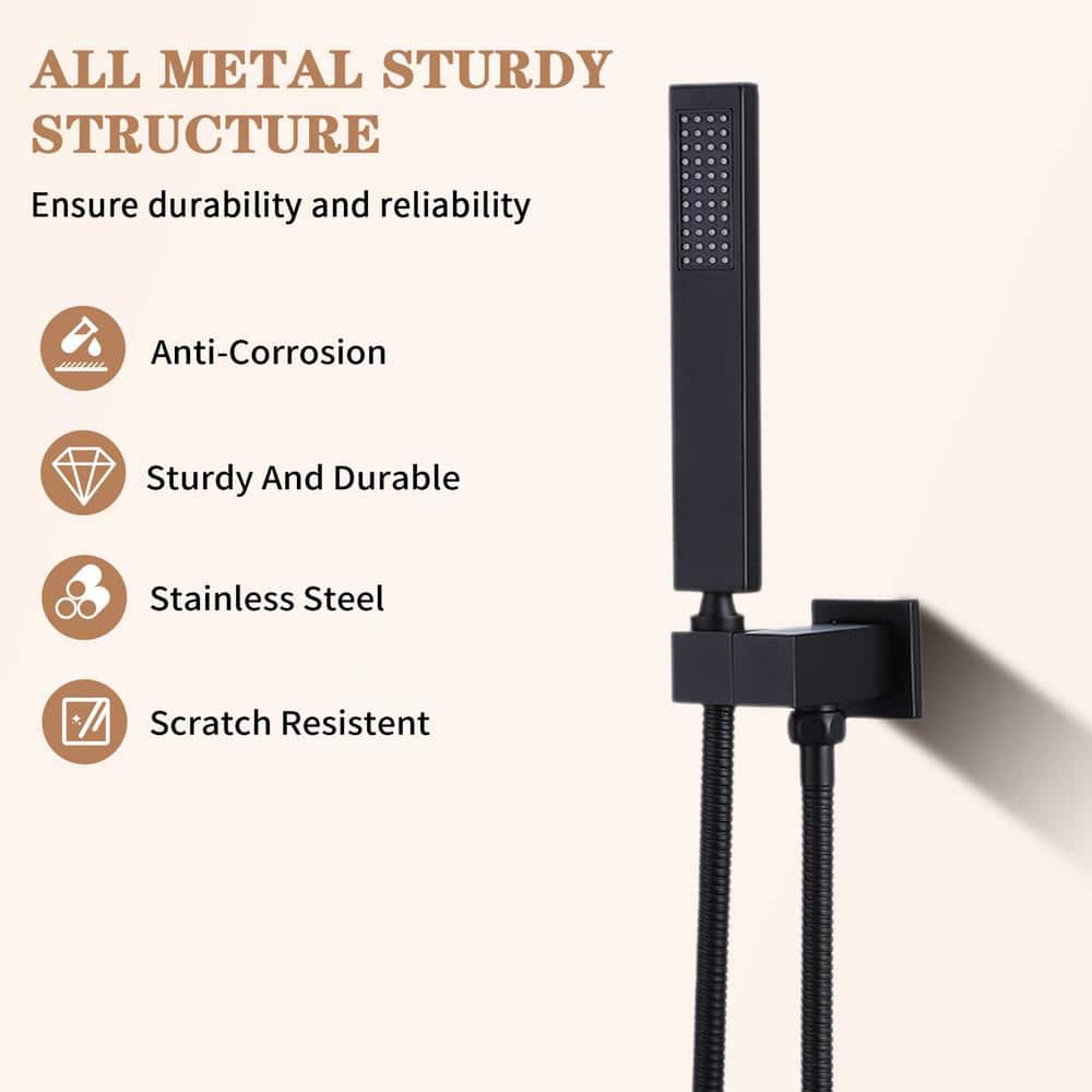Matte Black Freestanding Waterfall Tub Faucet with Hand Shower