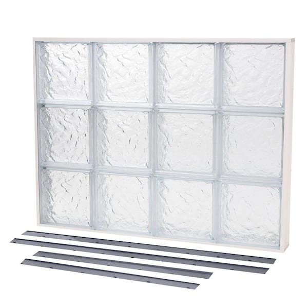 TAFCO WINDOWS 31.625 in. x 21.625 in. NailUp2 Ice Pattern Solid Glass Block Window