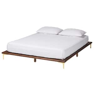 Channary Brown Wood Frame Queen Size Platform Bed