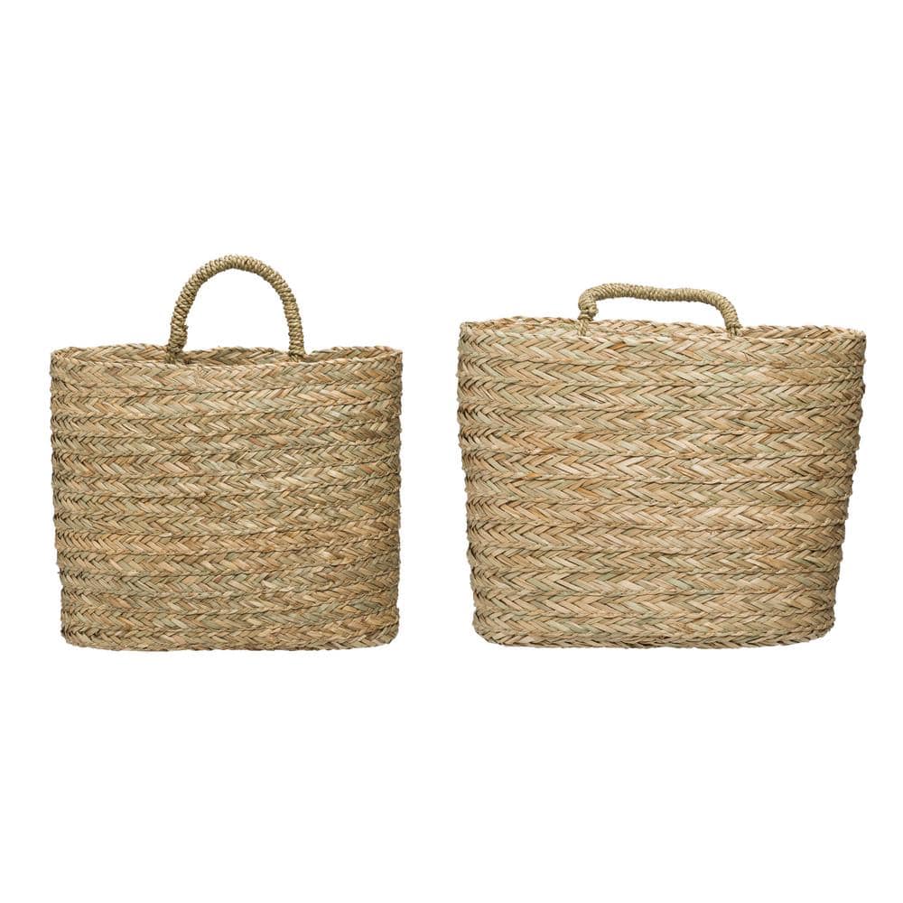 Storied Home Seagrass Handwoven Decorative Wall Baskets (Set of 2 ...