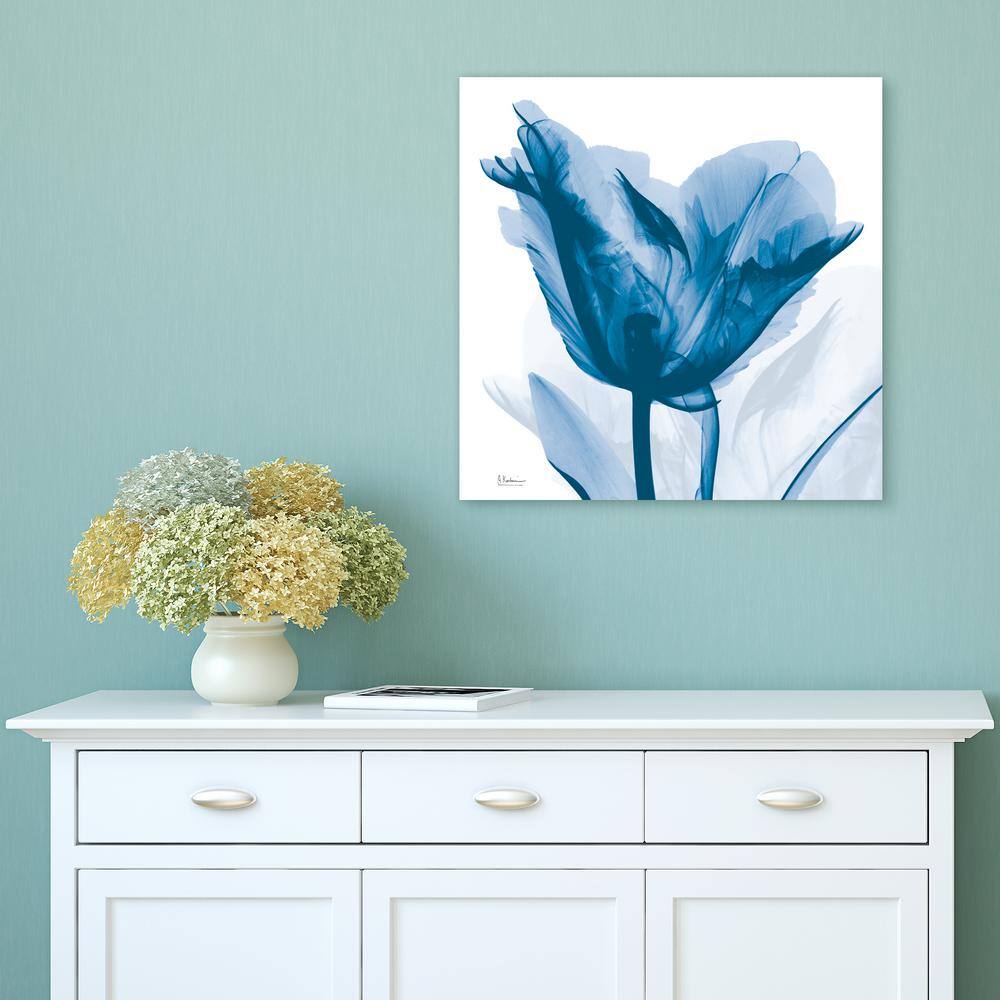 Lusty Blue Tulip 24" Frameless Tempered Glass Wall Art