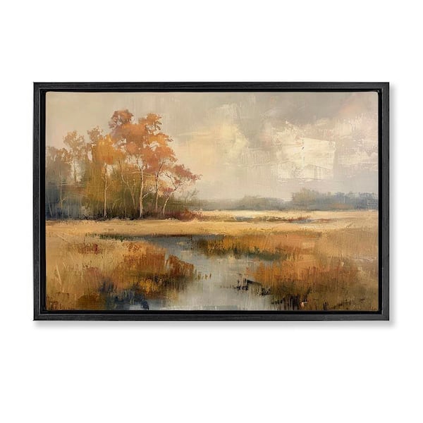 Stupell Industries Autumn Stream Landscape by LSR Design Studio Black Floater Frame Nature Graphic Art Print 17 in. x 25 in.
