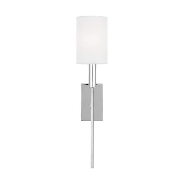 Generation Lighting Brianna 1-Light Polished Nickel Contemporary Indoor Dimmable Tail Wall Sconce with Optional White Linen Shade