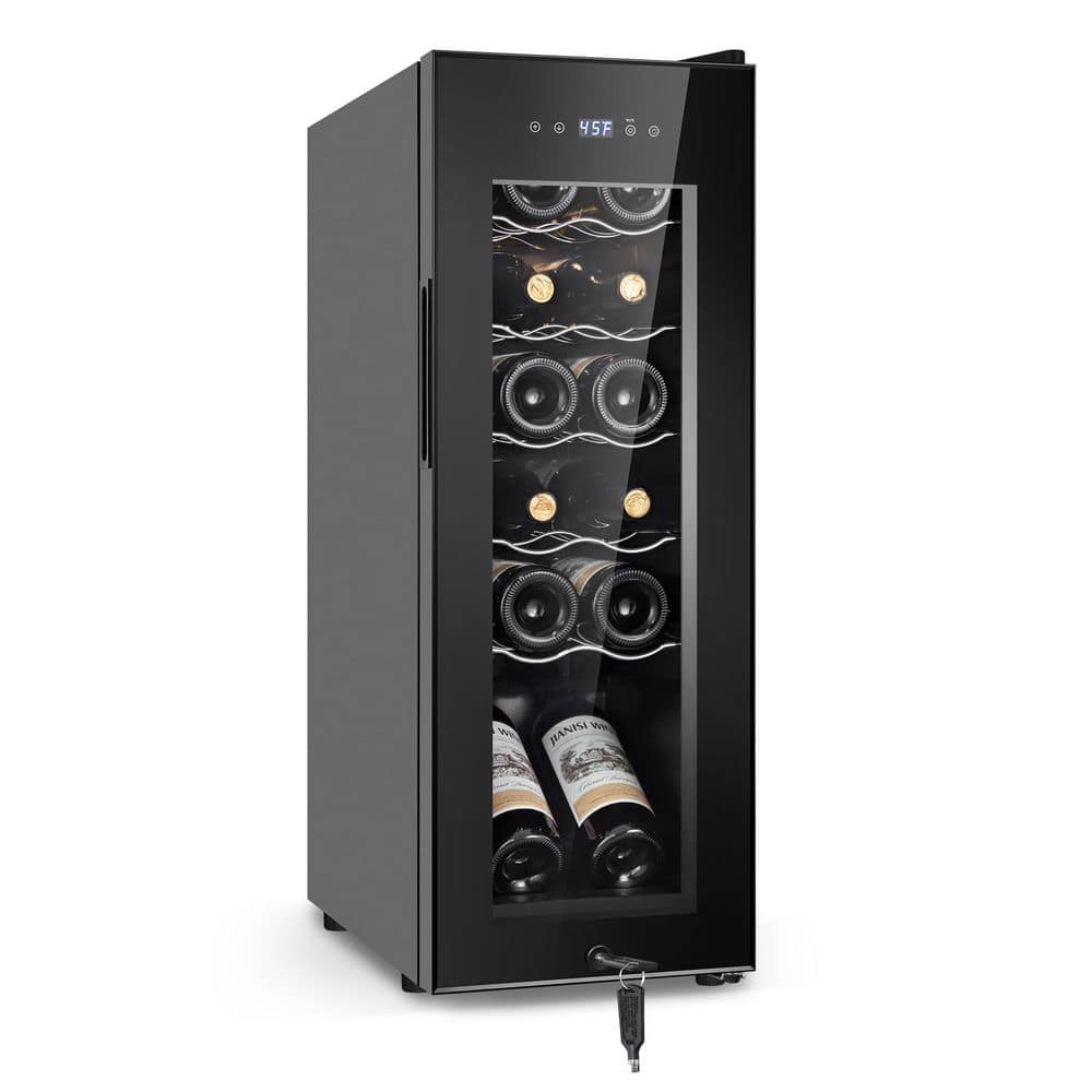 10.7 in. Single Zone 12-Bottle Wine Cooler in Black with LCD Control and LED Lights price history on PriceWatchPro