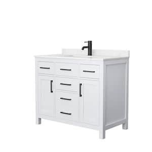 Beckett 42 in. W x 22 in. D x 35 in. H Single Sink Bath Vanity in White with Carrara Cultured Marble Top