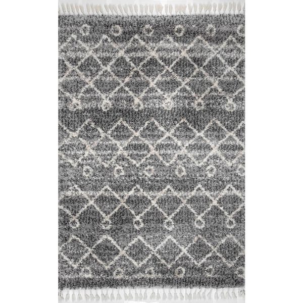 Home Decorators Collection Kristi Moroccan Transitional Shag Gray 9 ft. x 12 ft. Area Rug