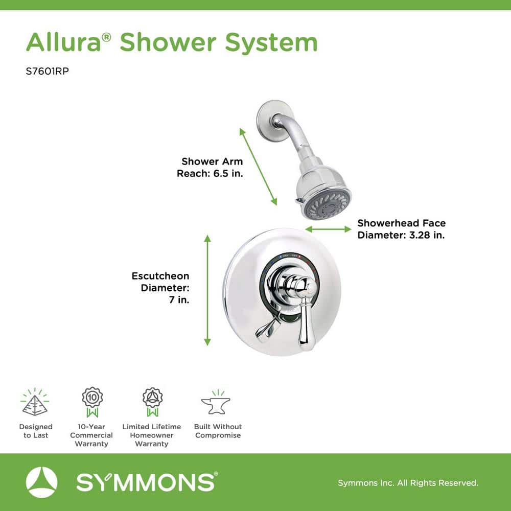 Allura Polished Chrome Single Handle Wall Mounted Shower System