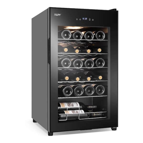 17 in. Black Freestanding Beverage Center 24-Bottle Wine Cooler with Adjustable Stainless Steel Wire Shelves