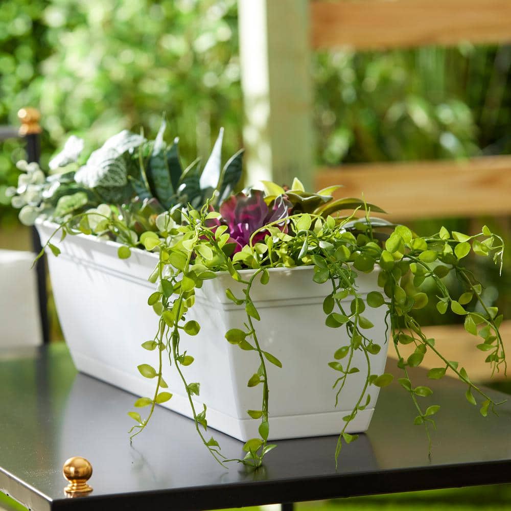 Eclipse 24" White Rectangular Indoor/Outdoor Planter with Removable Saucer