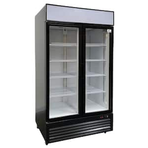 44 in. 34.3cu. ft. Commercial Refrigerator Merchandiser 2 Glass Door in Black Stainless Steel