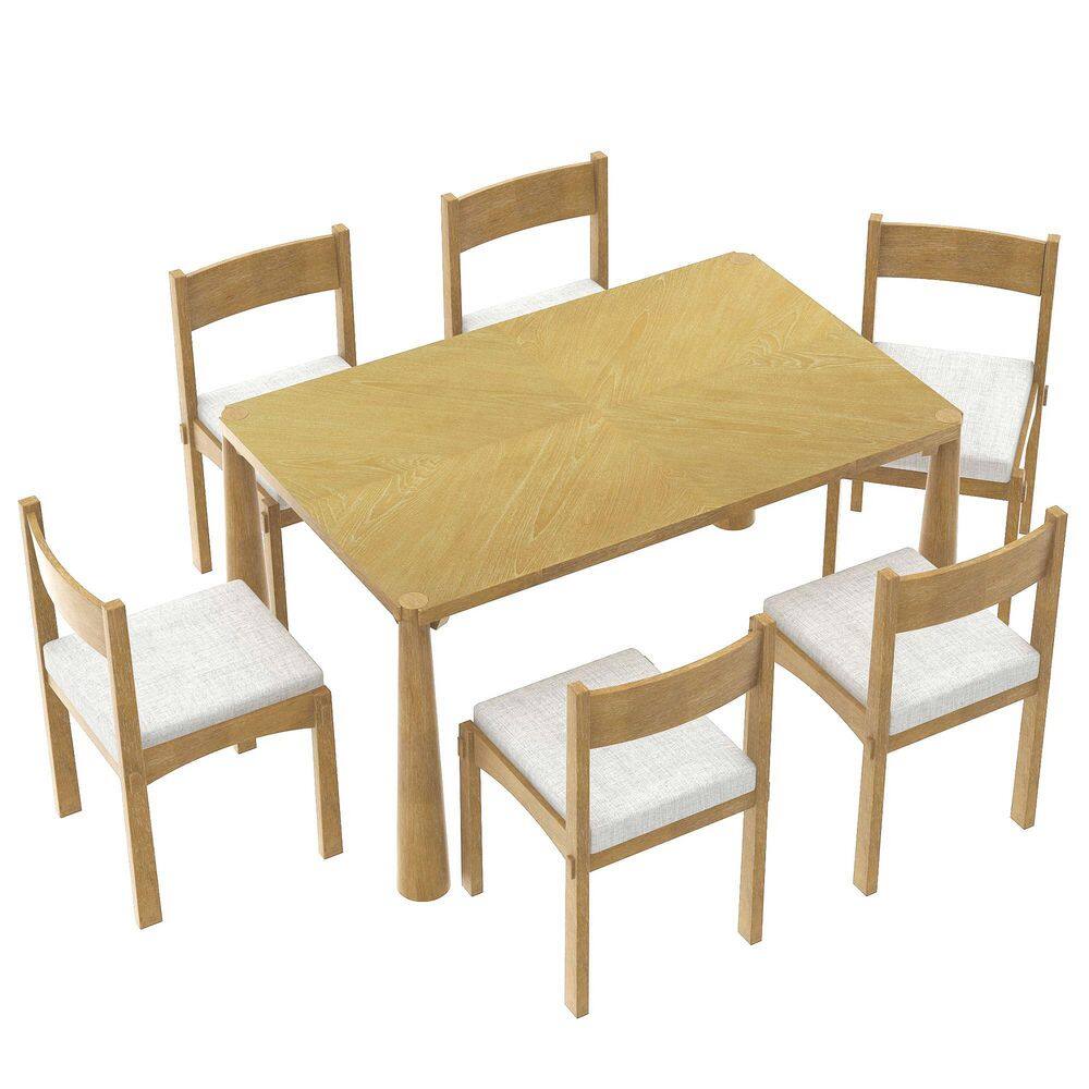 7-Piece Solid Wood Outdoor Conversation Patio Furniture Set with Beige Cushions price history on PriceWatchPro
