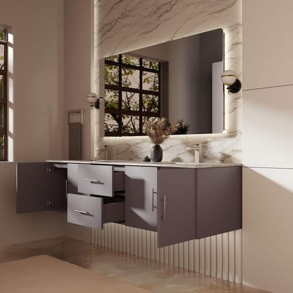 Lexora Geneva 72 in. W x 22 in. D Dark Grey Double Bath Vanity