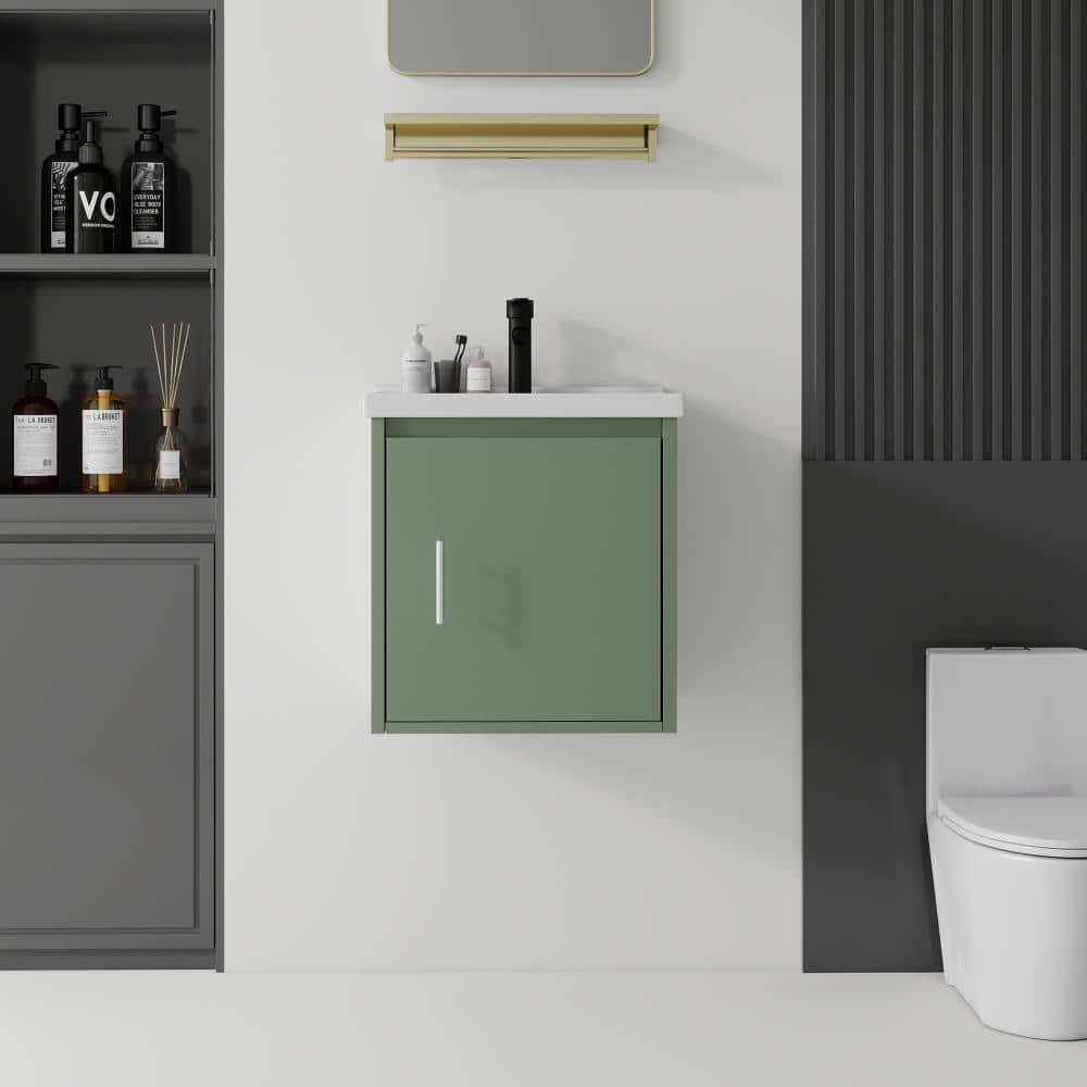 20 in. W Green Floating Plywood Bath Vanity with White Ceramic Top Sink, Soft-Close Door price history on PriceWatchPro