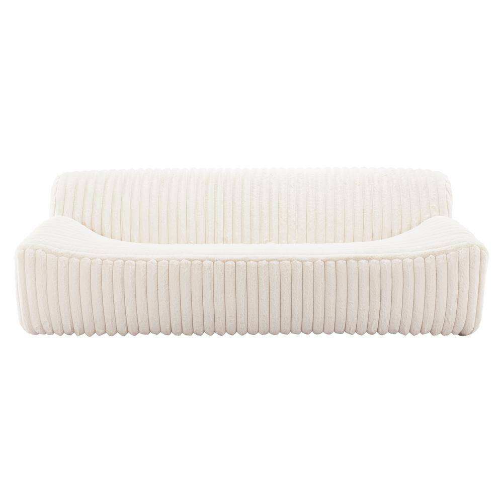 Cream Cord-Style Fabric Upholstered Sofa with Wood Frame