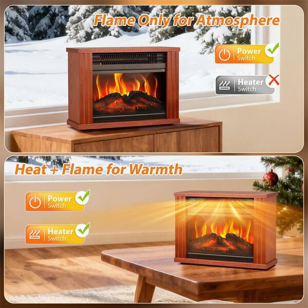 1500W 9.76 in. Vintage Wood Grain Indoor Electric Forced Air