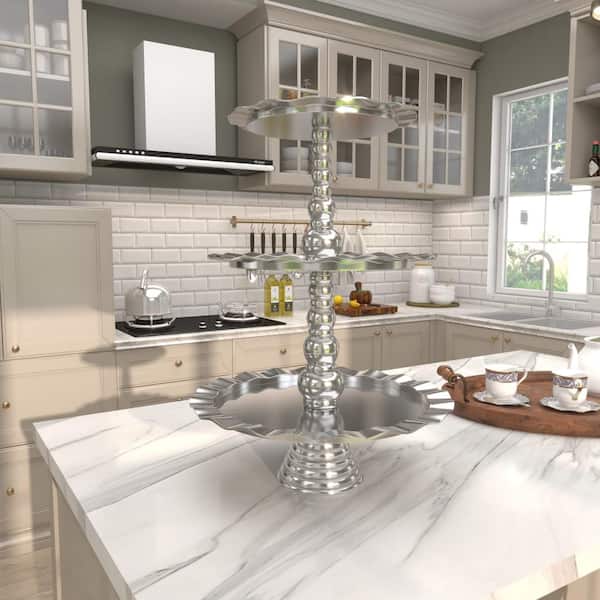 Litton Lane Silver Aluminum 3 Decorative Tiered Server 30876 - The 