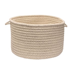 Natural Wool 18 in. x 18 in. x 12 in. Dogstooth Basket in Cream