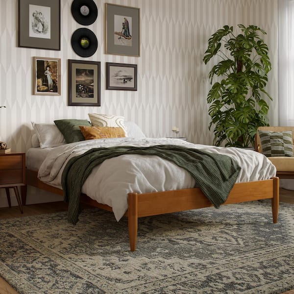 Pasadena 14 in. Light Toffee Natural Bronze Solid Wood Frame Full Platform Bed