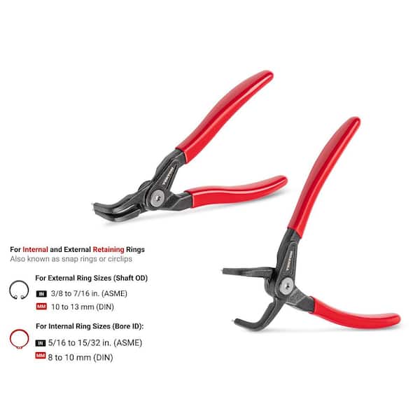 TEKTON 5 in. 90° Internal and External Retaining Ring Pliers Set