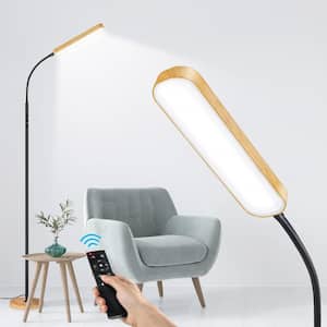 68.5 in. Classic Wood Grain Standard Dimmable and 4 Color Temperature LED Floor Lamp with Remote & Touch Control