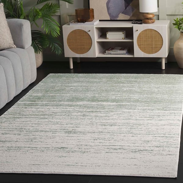 Adirondack Sage/Ivory Solid Color 6 ft. x 9 ft. Striped Area Rug