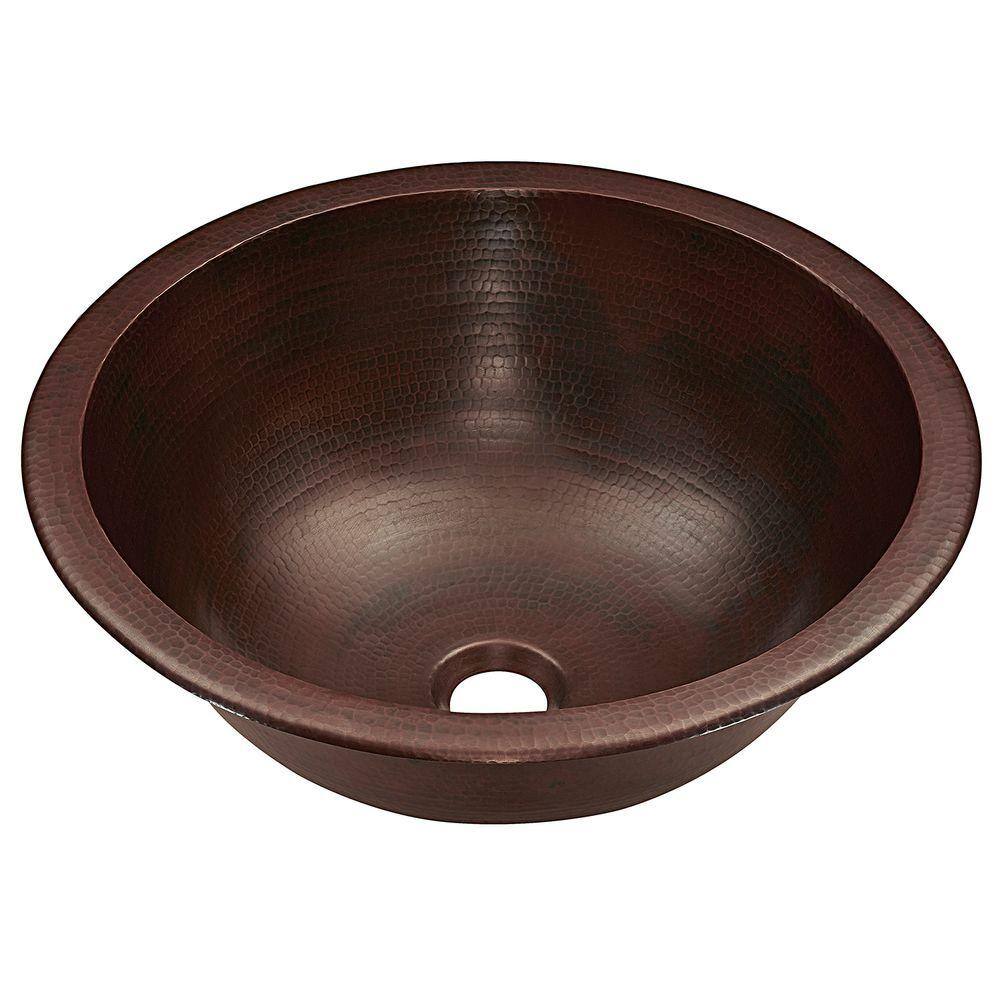 Sinkology Darwin 16 In Undermount Or Drop In Copper Bathroom Sink In Aged Copper Sb204 16ag The Home Depot